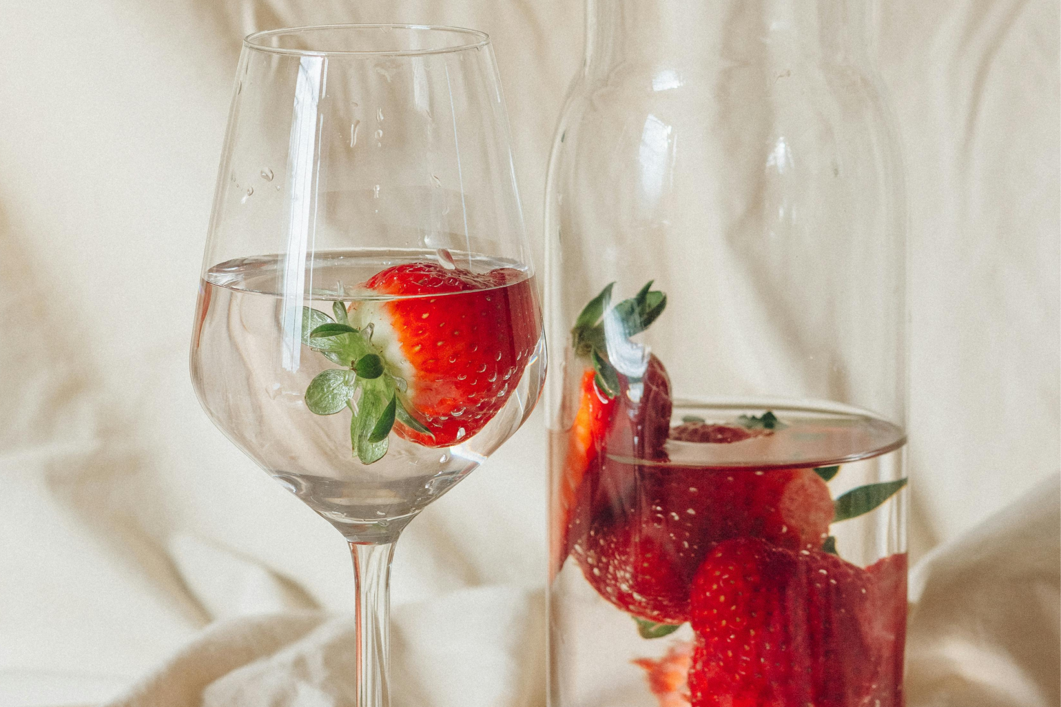 Strawberries in Water Glasses